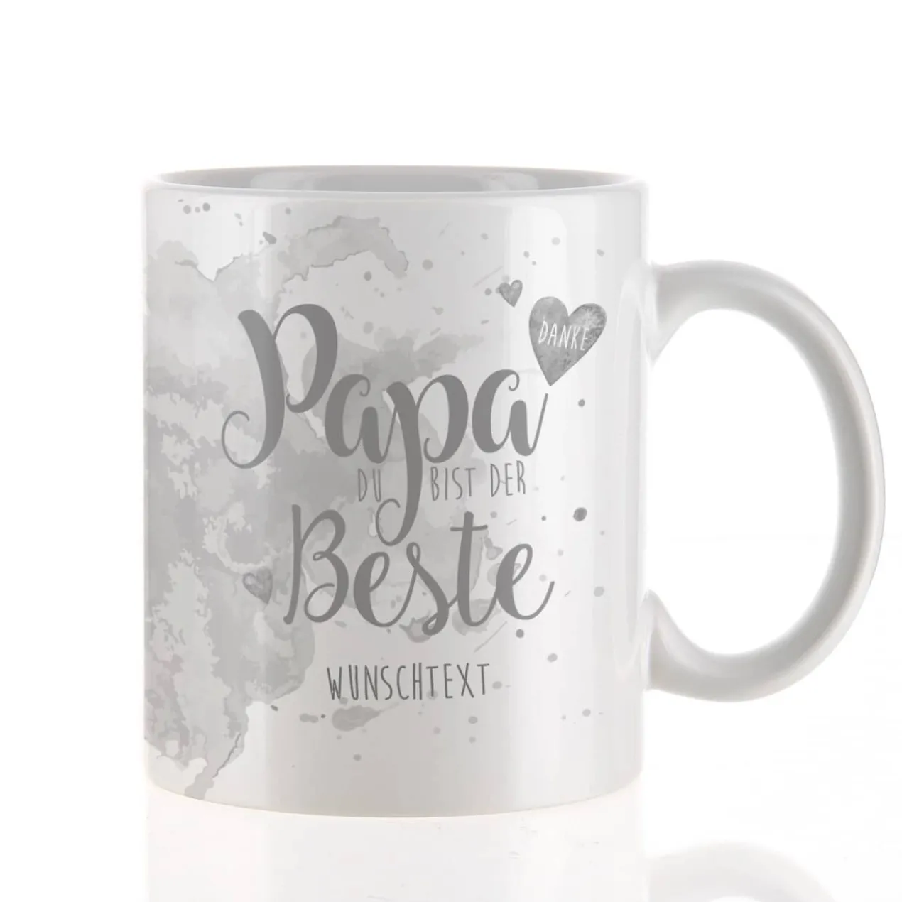 Tasse "Papa Du bist der Beste" mit Wunschtext in verschiedenen Farben