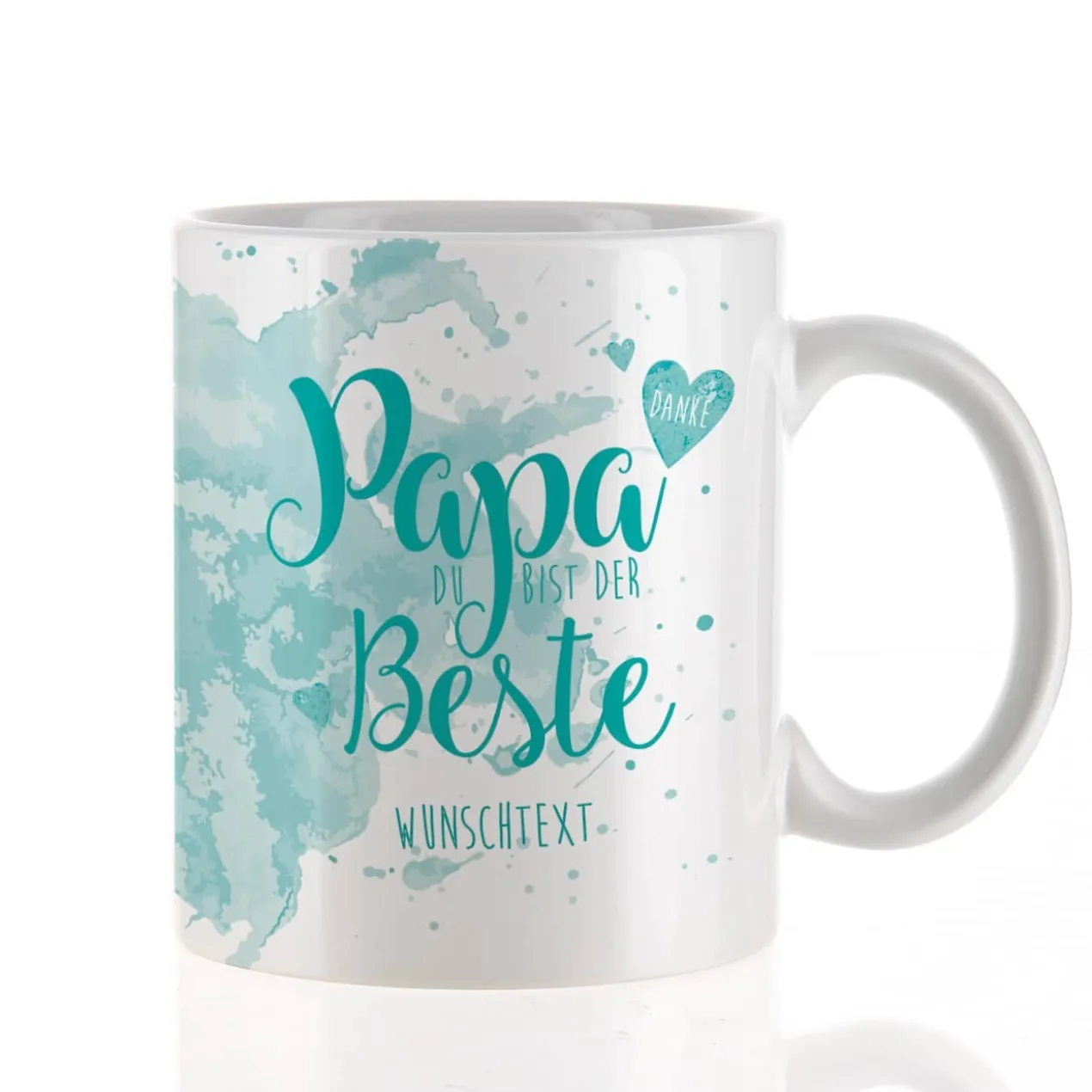 Tasse "Papa Du bist der Beste" mit Wunschtext in verschiedenen Farben