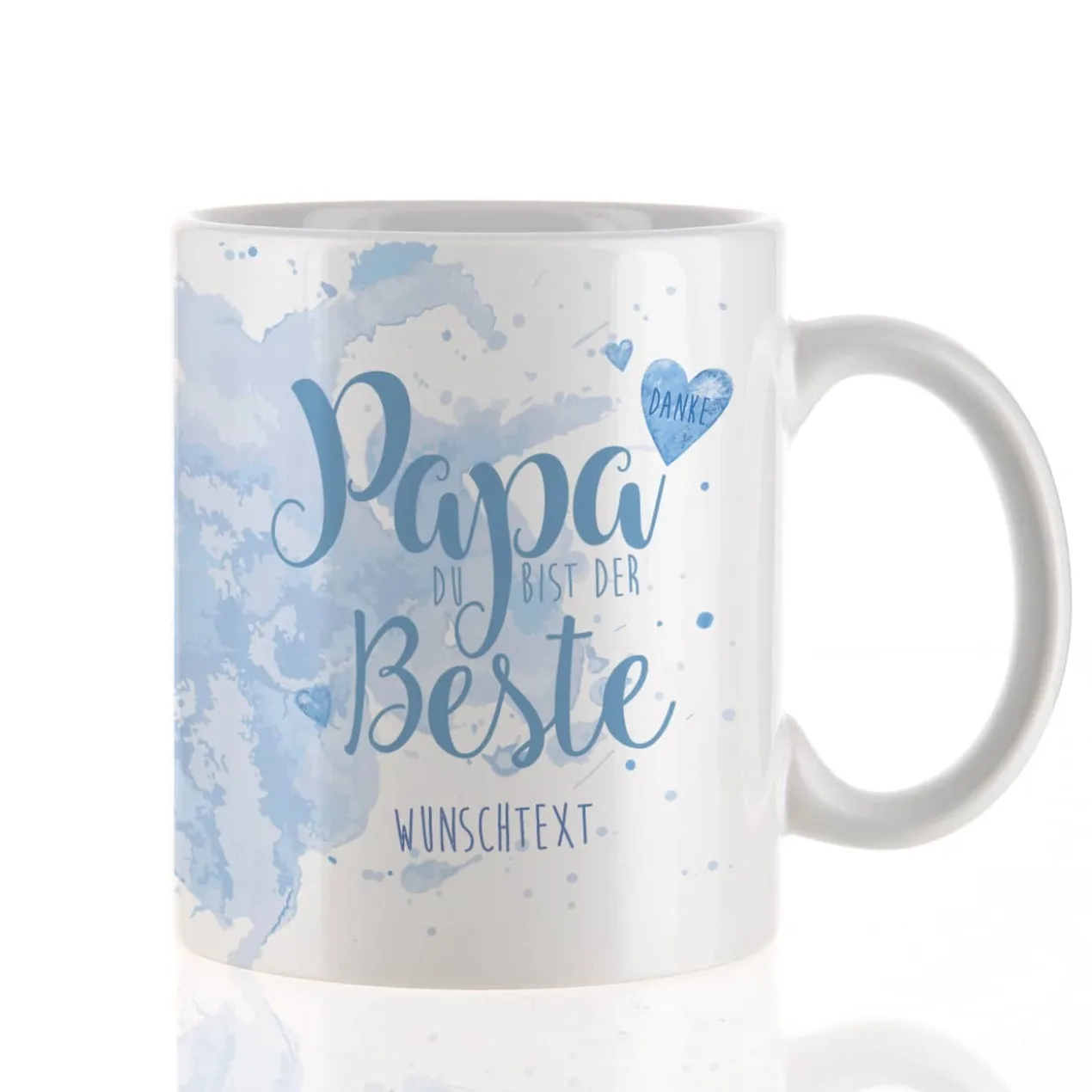 Tasse "Papa Du bist der Beste" mit Wunschtext in verschiedenen Farben