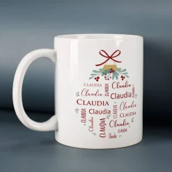 Tasse und Schokolade zu Weihnachten in hübscher Jutetüte mit persönlichem Anhänger