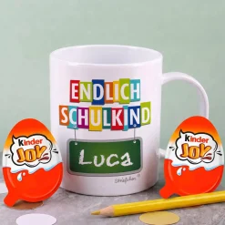 Tasse zum Schulanfang mit Name als Geschenk zur Einschulung