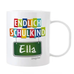 Tasse zum Schulanfang mit Name als Geschenk zur Einschulung