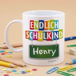Tasse zum Schulanfang mit Name als Geschenk zur Einschulung