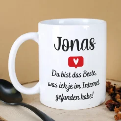Tasse zum Valentinstag - Du bist das Beste, was ich je im Internet gefunden habe!