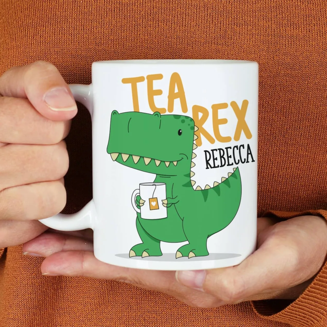 Tea Rex - Tasse mit Namensaufdruck und T-Rex Motiv