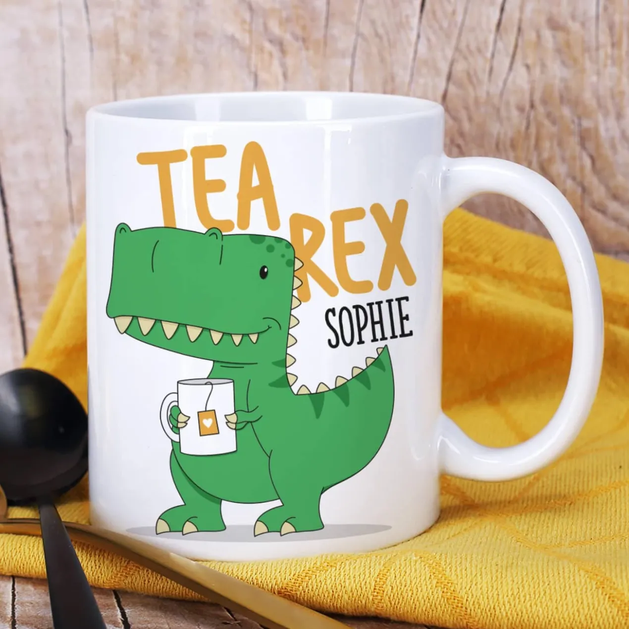Tea Rex - Tasse mit Namensaufdruck und T-Rex Motiv