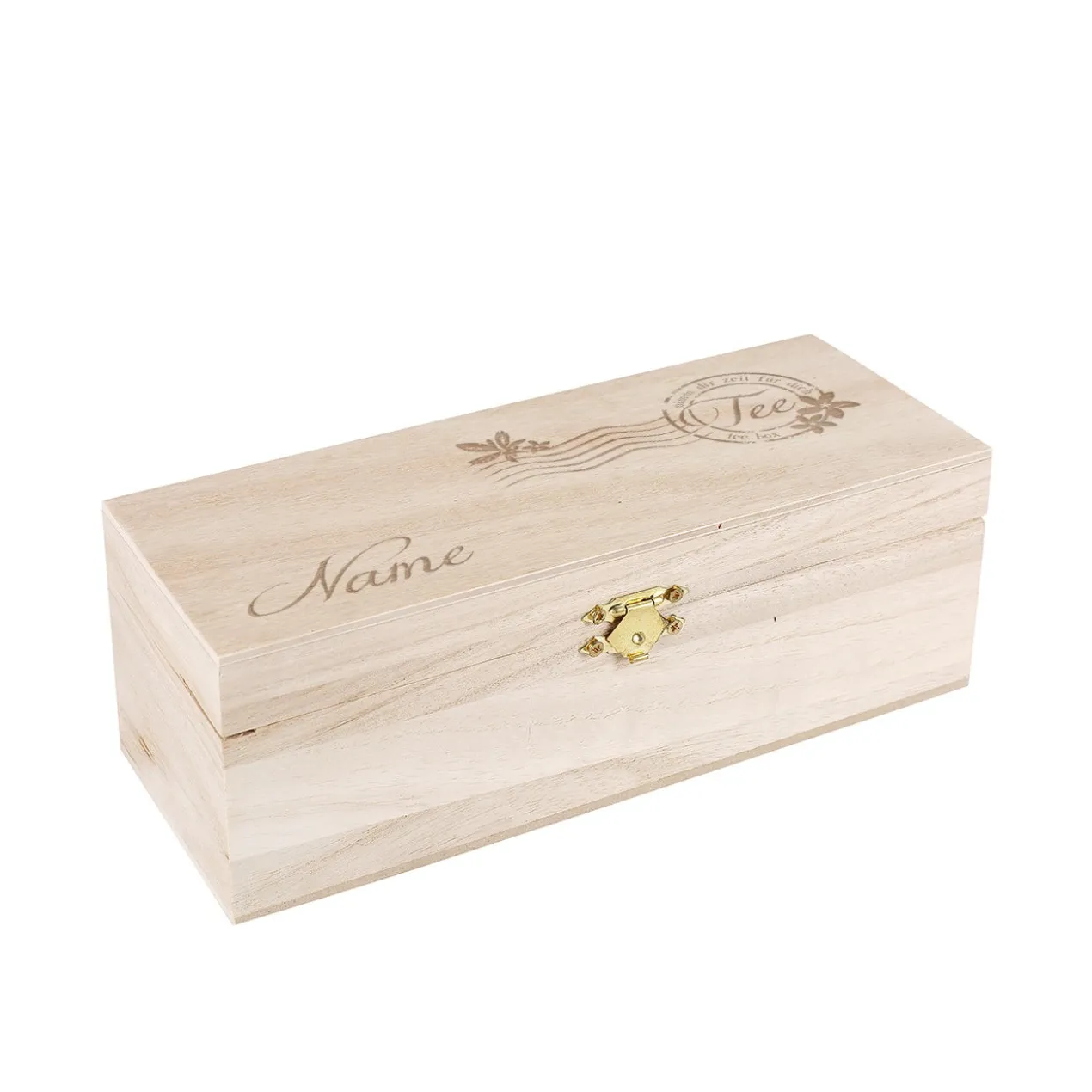 Teebox aus Holz mit 3 Fächern und personalisierter Gravur | Nimm dir Zeit für dich