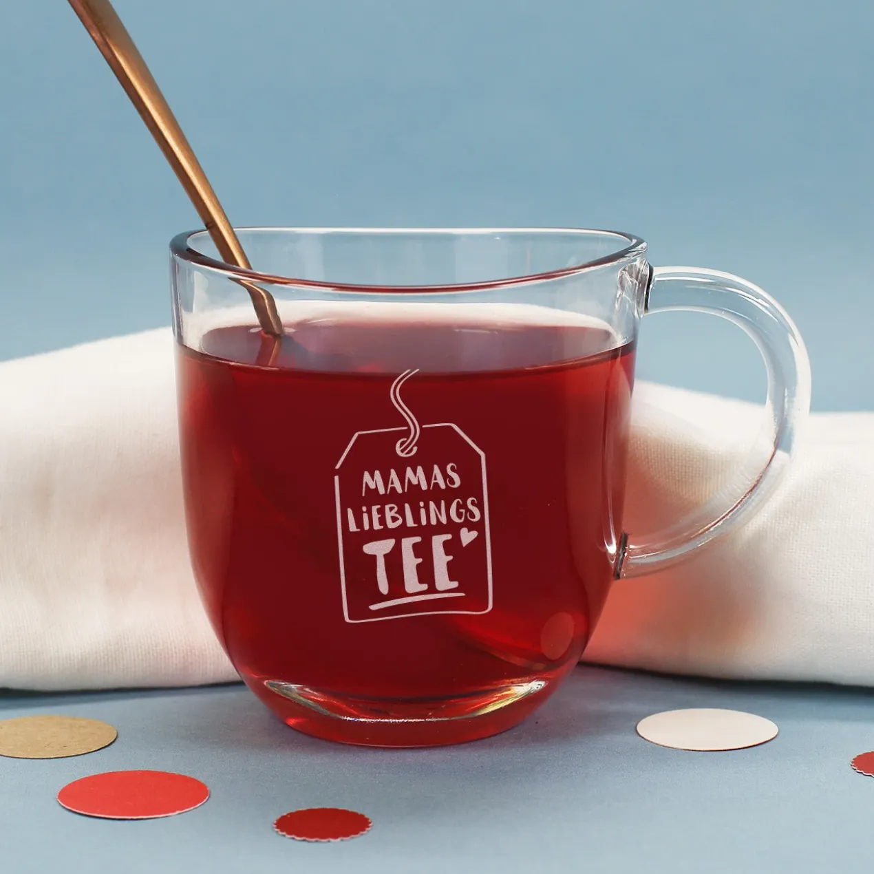 Teeglas graviert mit Lieblingstee Motiv und Name
