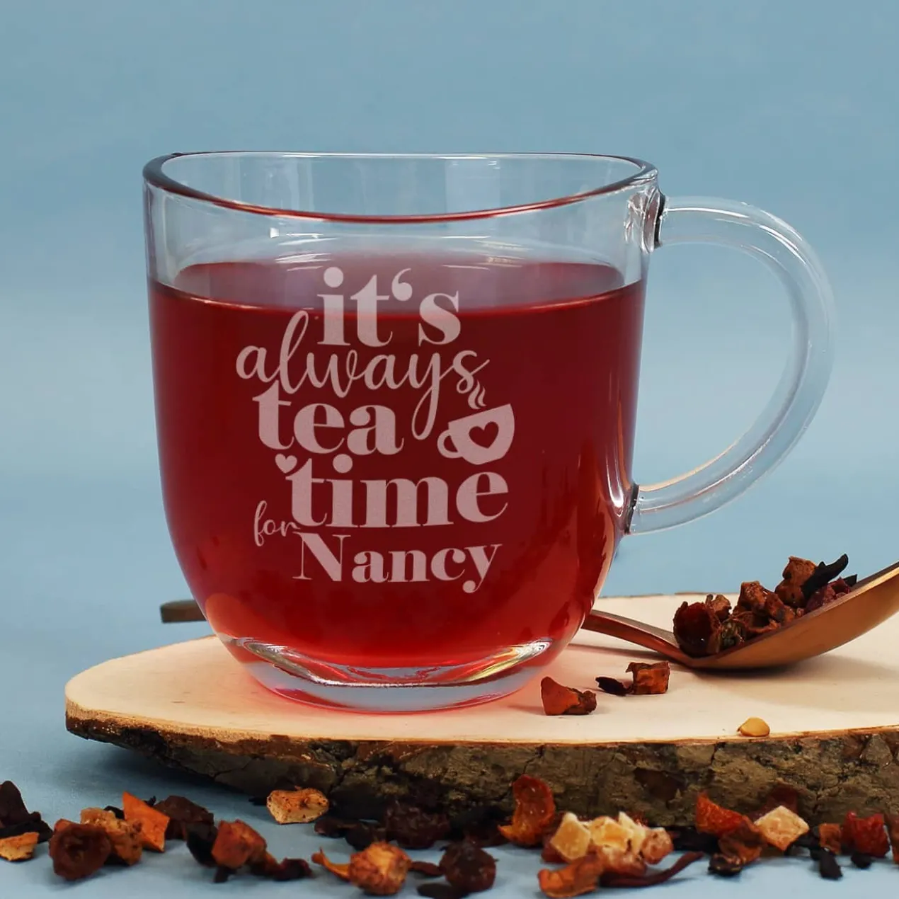 Teeglas - it's always tea time for - mit Namensgravur