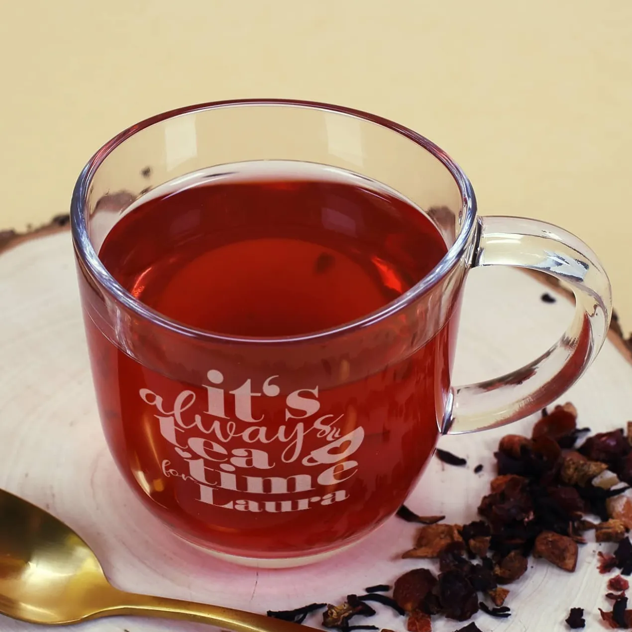 Teeglas - it's always tea time for - mit Namensgravur