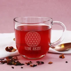 Teeglas - Lebensblume - mit Wunschtext graviert