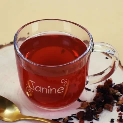 Teeglas mit Namensgravur und Kreisen