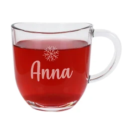 Teeglas oder Glühweinglas - Schneeflocke - mit Namensgravur