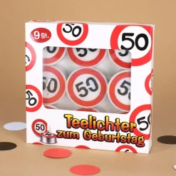 9 Teelichter - Verkehrsschild mit Alter
