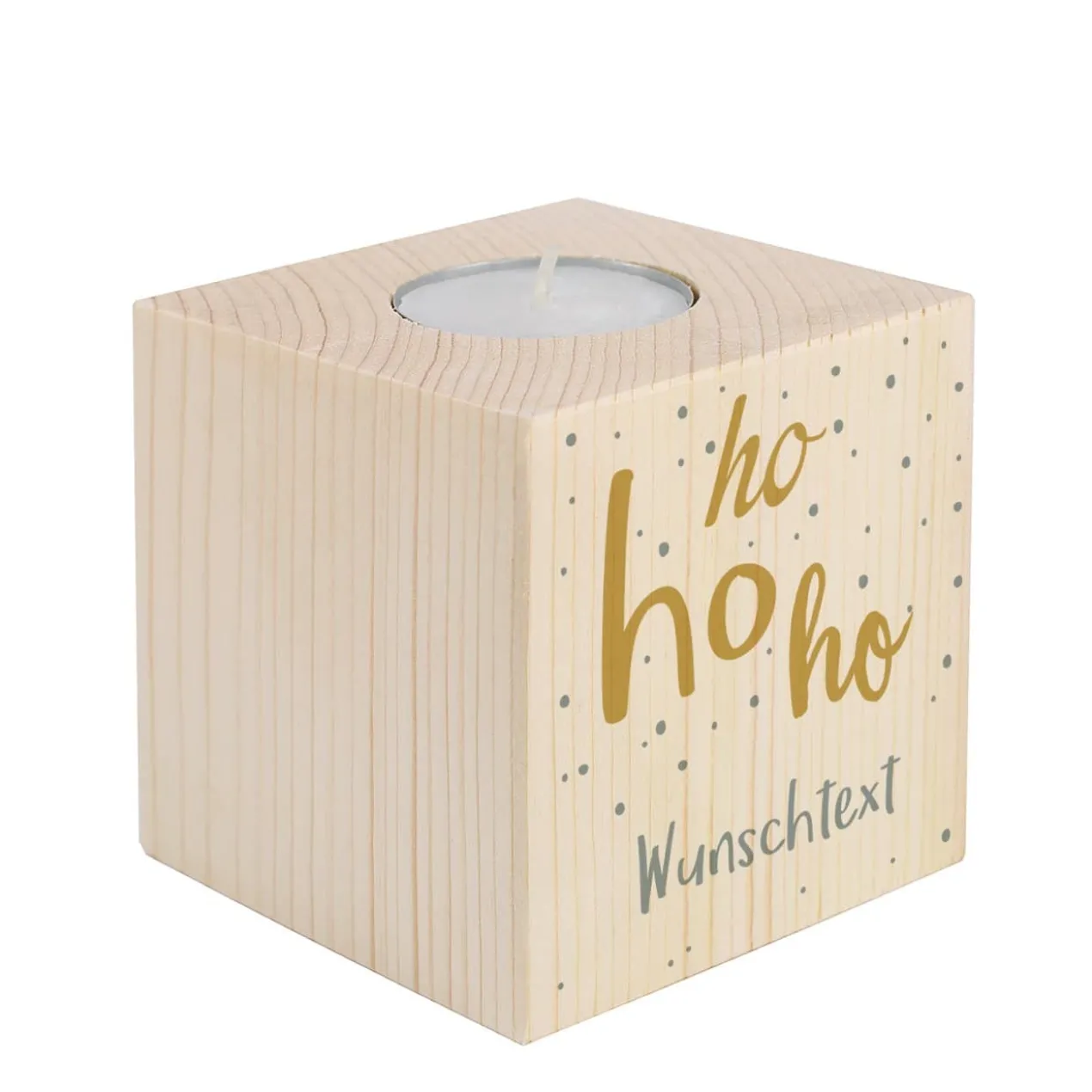 Teelichthalter Ho Ho Ho mit Ihrem Wunschtext