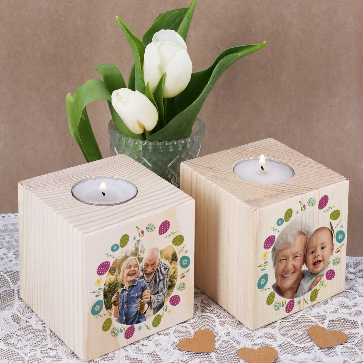 Teelichthalter zu Ostern mit Fotoaufdruck