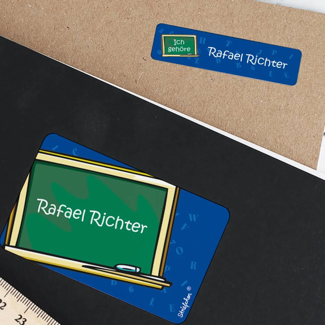 100 teiliges Aufkleber-Set mit Tafel in blau
