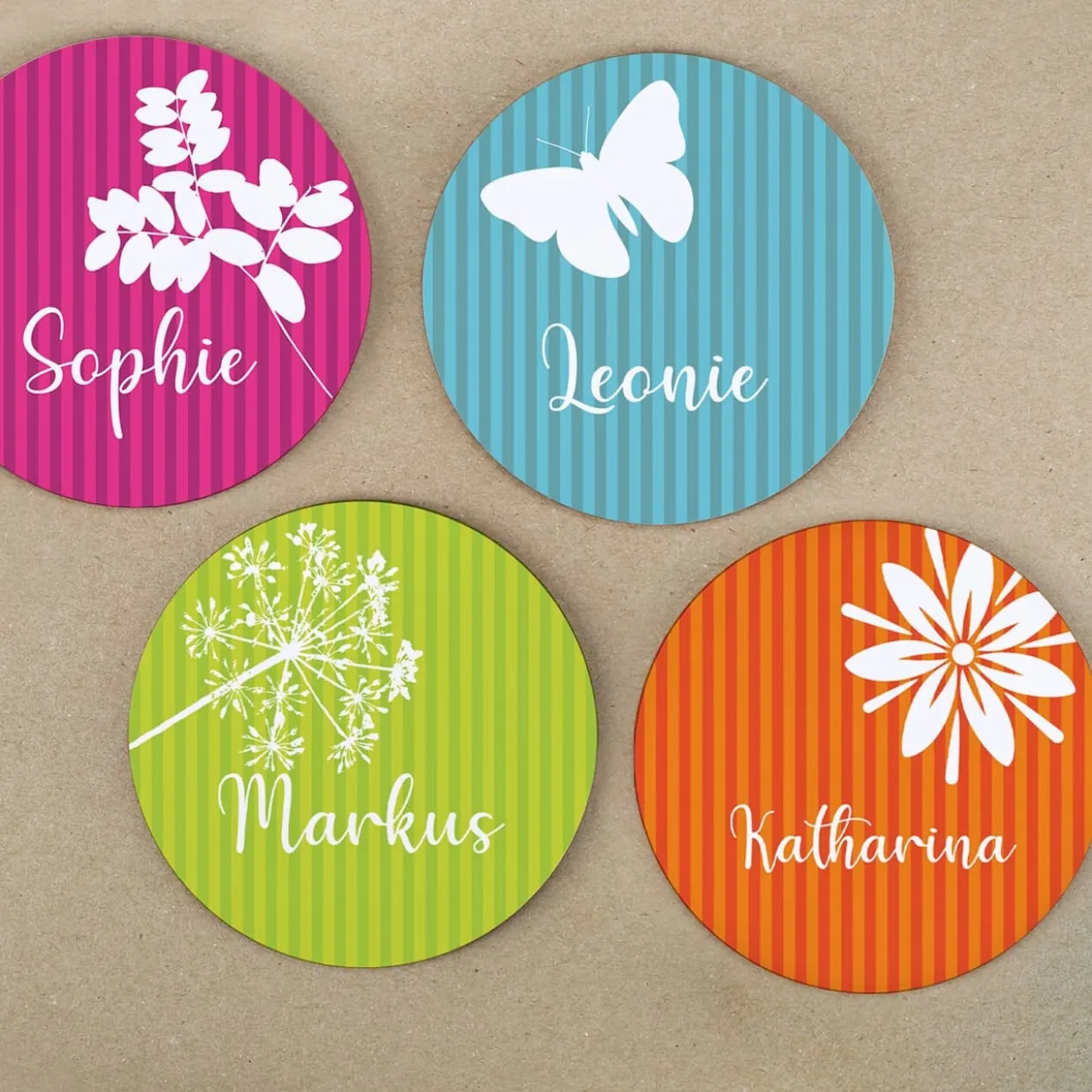 4-teiliges Untersetzer-Set mit Sommermotiven
