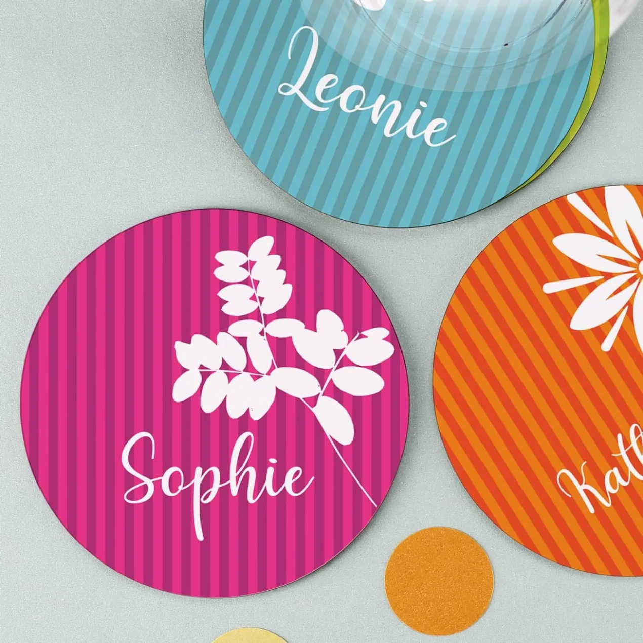 4-teiliges Untersetzer-Set mit Sommermotiven
