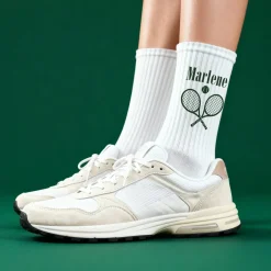 Tennissocken personalisiert mit Name | Weiße Socken mit Tennis Motiv als Geschenkidee