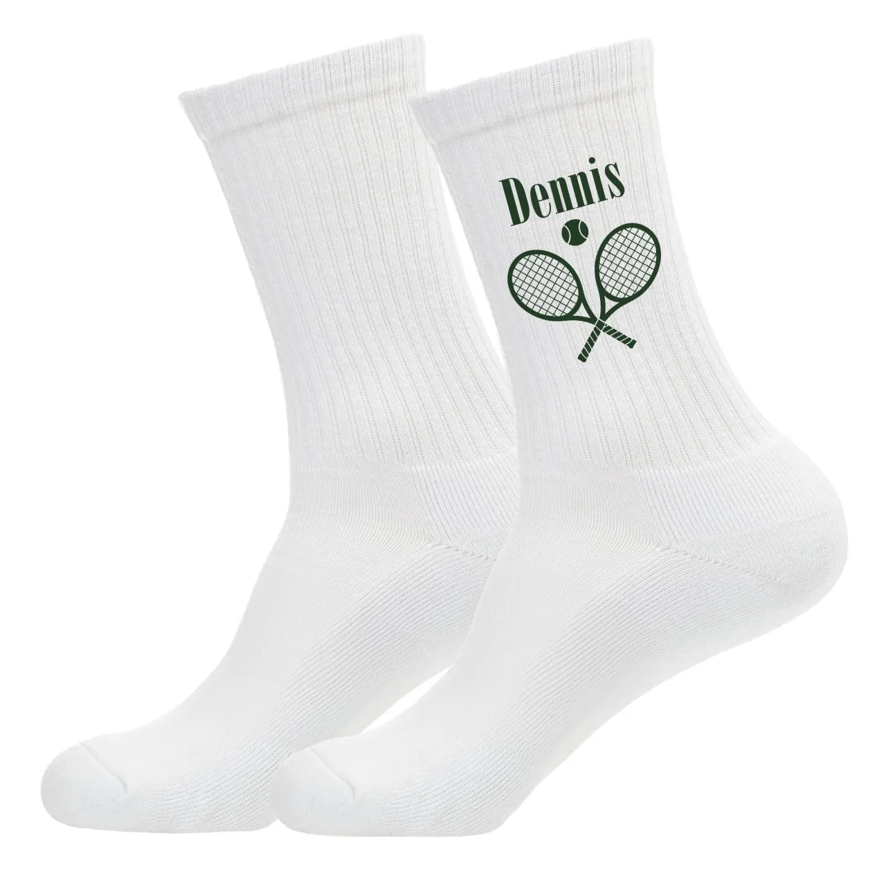 Tennissocken personalisiert mit Name | Weiße Socken mit Tennis Motiv als Geschenkidee