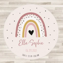 Teppich mit Regenbogenmotiv in Rosa oder Blau mit Personalisierung