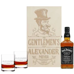 The Gentlemen's Club - Geschenkset mit zwei Whiskeygläsern und Jack Daniel's