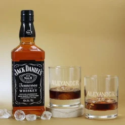 The Gentlemen's Club - Geschenkset mit zwei Whiskeygläsern und Jack Daniel's