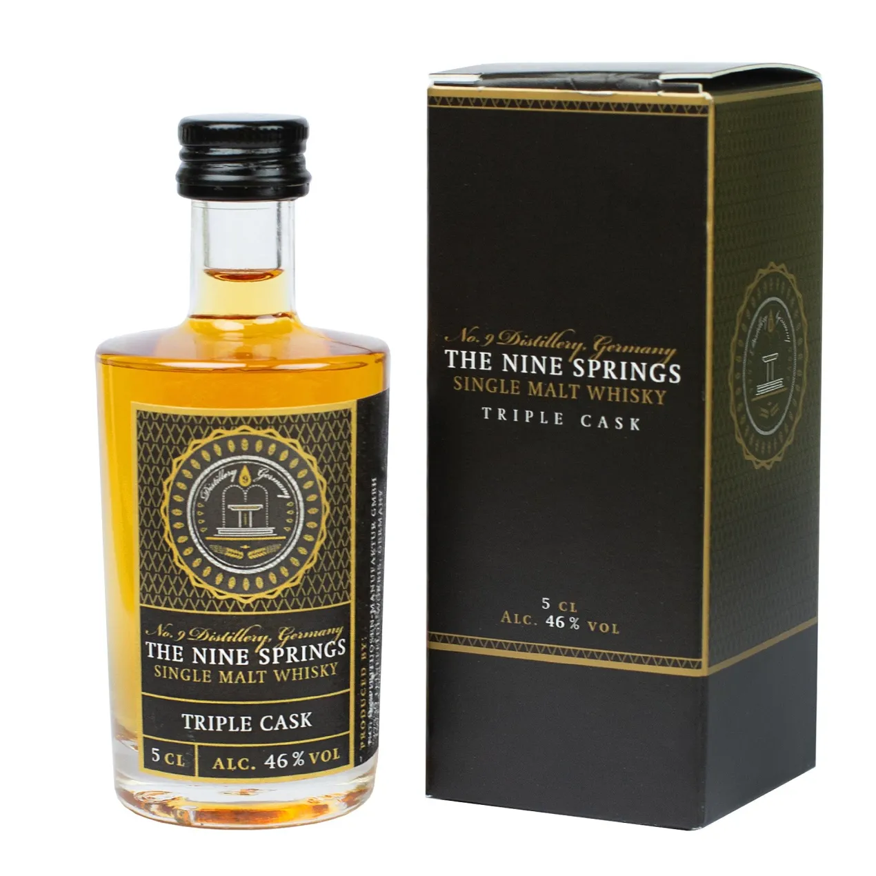 The Nine Springs - Triple Cask Single Malt Whisky aus dem Eichsfeld in Thüringen | Miniaturflasche