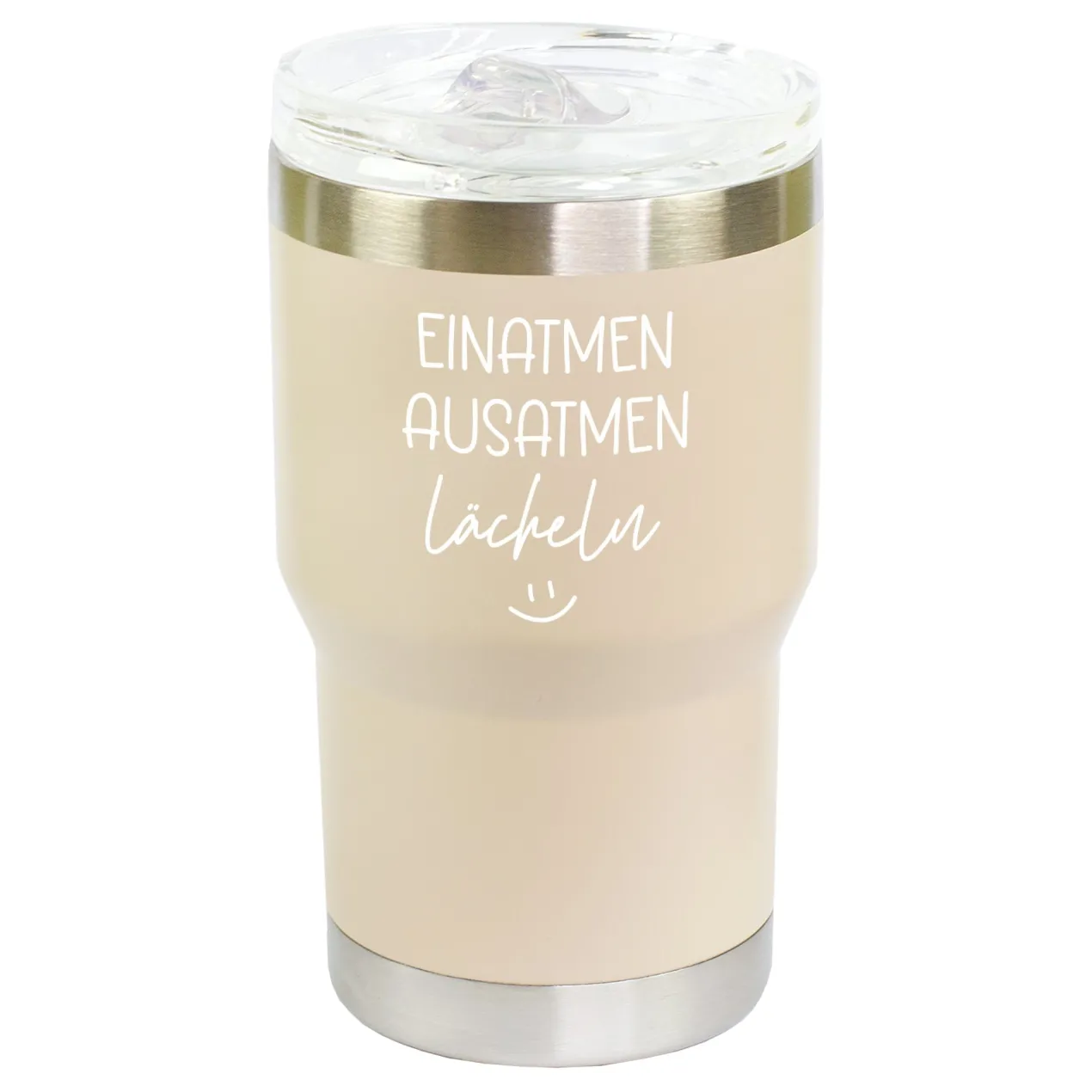 Thermobecher mit Spruch - Einatmen Ausatmen Lächeln | Coffee to Go & Reise Becher als Geschenk