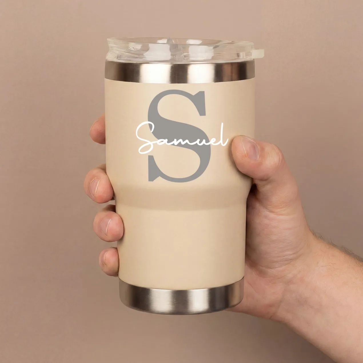 Thermobecher personalisiert mit Initiale & Name | Coffee to Go Becher aus Edelstahl & Keramik