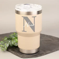 Thermobecher personalisiert mit Initiale & Name | Coffee to Go Becher aus Edelstahl & Keramik