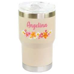 Thermobecher personalisiert mit Name und Blumen Motiv | Coffee to Go Becher als Geschenk für Frauen