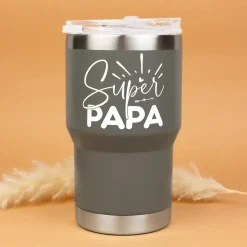 Thermobecher Super Papa aus Edelstahl & Keramik | Coffee to Go Geschenk zum Vatertag & Geburtstag