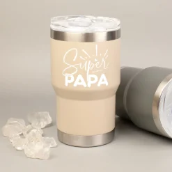 Thermobecher Super Papa aus Edelstahl & Keramik | Coffee to Go Geschenk zum Vatertag & Geburtstag