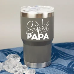 Thermobecher Super Papa aus Edelstahl & Keramik | Coffee to Go Geschenk zum Vatertag & Geburtstag