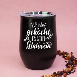 Thermobecher Weihnachten 'Ich habe gekocht - es gibt Glühwein' in 2 Farben | Weihnachtsgeschenk