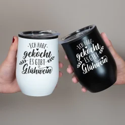 Thermobecher Weihnachten 'Ich habe gekocht - es gibt Glühwein' in 2 Farben | Weihnachtsgeschenk