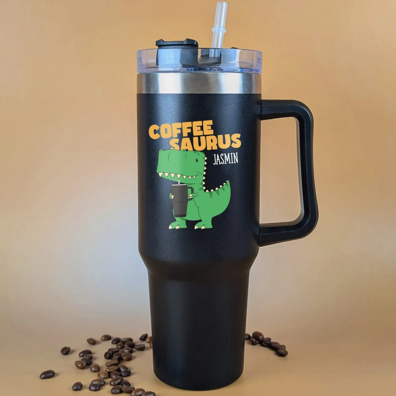 Thermobecher XXL personalisiert mit Name | Tea Rex & Coffee Saurus | 1,2 Liter Cup