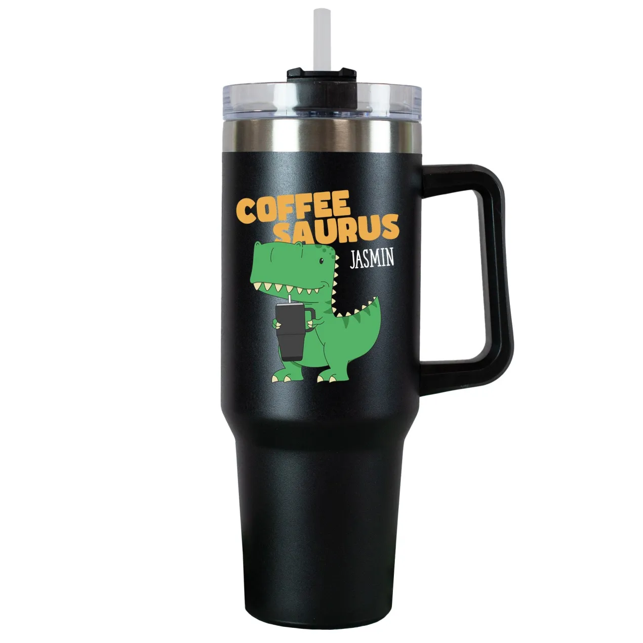Thermobecher XXL personalisiert mit Name | Tea Rex & Coffee Saurus | 1,2 Liter Cup