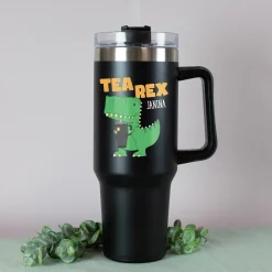 Thermobecher XXL personalisiert mit Name | Tea Rex & Coffee Saurus | 1,2 Liter Cup
