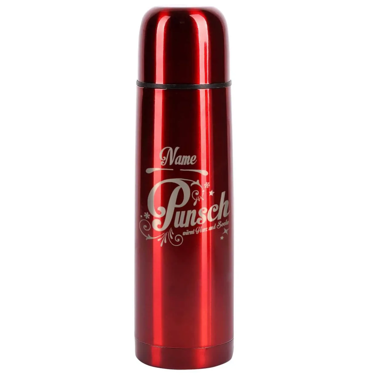 Thermosflasche graviert mit Punsch-Motiv und Name