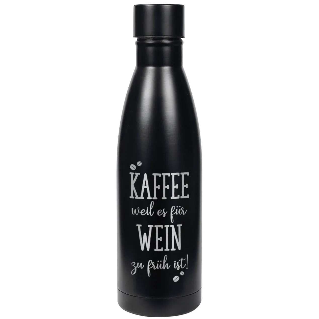 Thermosflasche mit Kaffeemotiv und Wunschtext