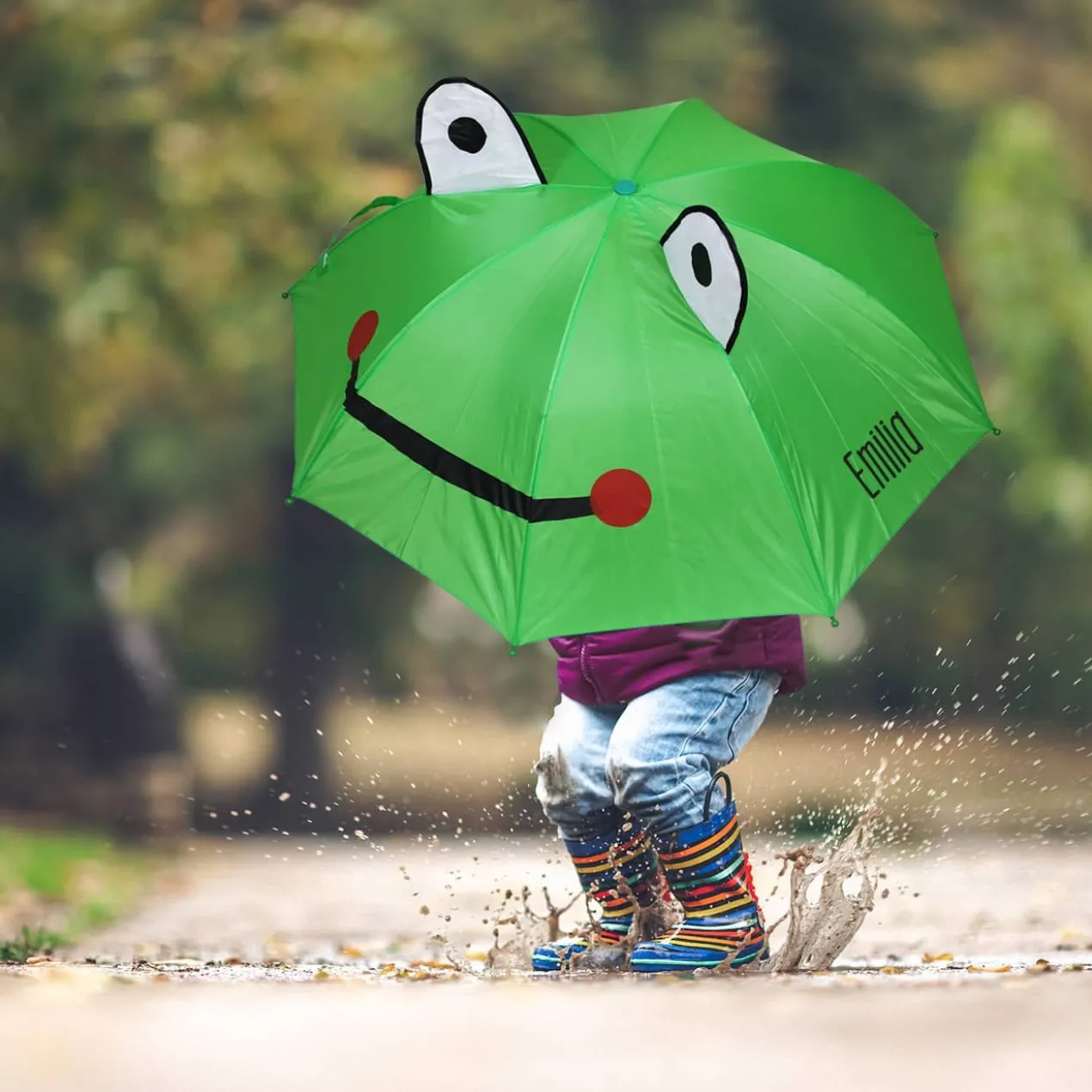 Tierischer Regenschirm für Kinder - Panda, Katze oder Frosch - mit Name