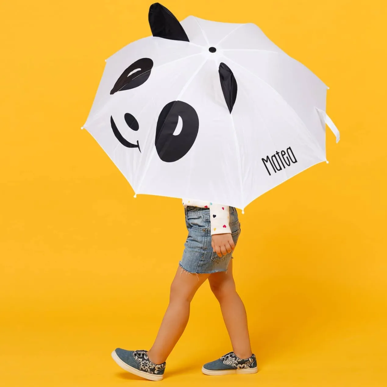 Tierischer Regenschirm für Kinder - Panda, Katze oder Frosch - mit Name