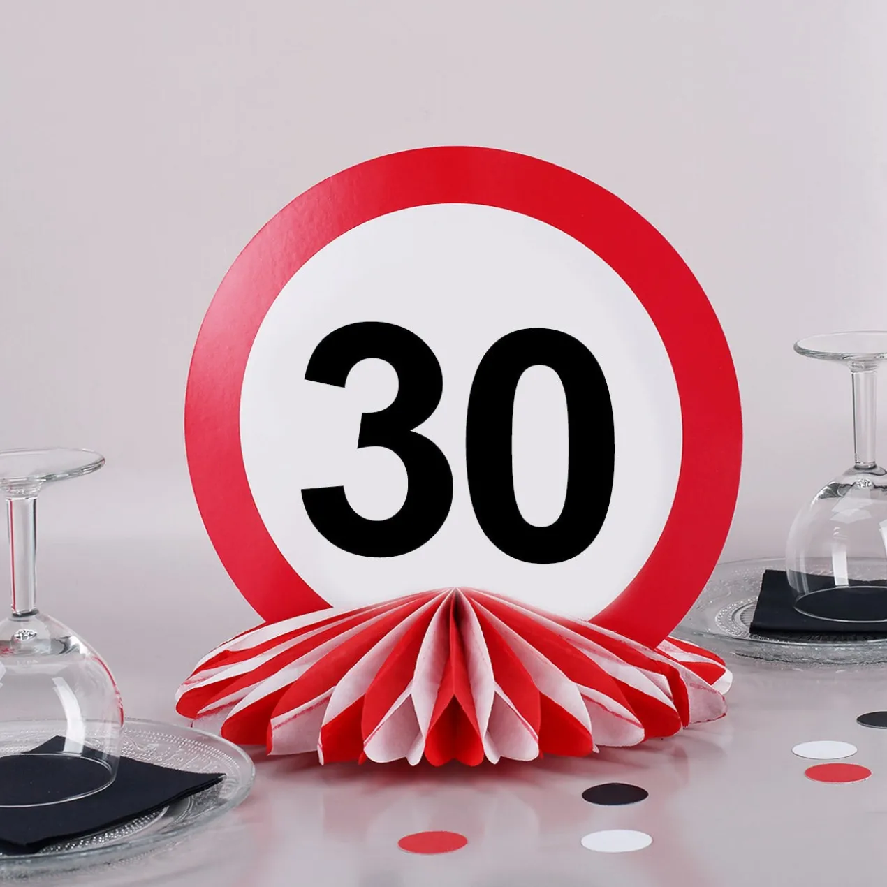 Tischdeko zum 30. Geburtstag - Wabenaufsteller
