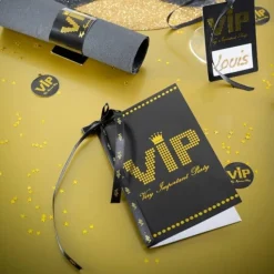10 Tischkarten VIP in schwarz / gold