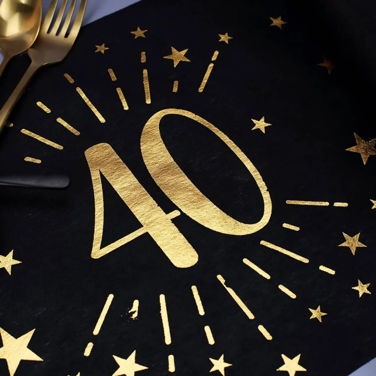 Tischläufer aus Vlies zum 40. Geburtstag - schwarz/gold