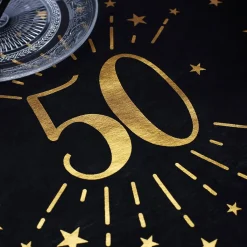 Tischläufer aus Vlies zum 50. Geburtstag - schwarz/gold