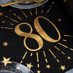 Tischläufer aus Vlies zum 80. Geburtstag - schwarz/gold